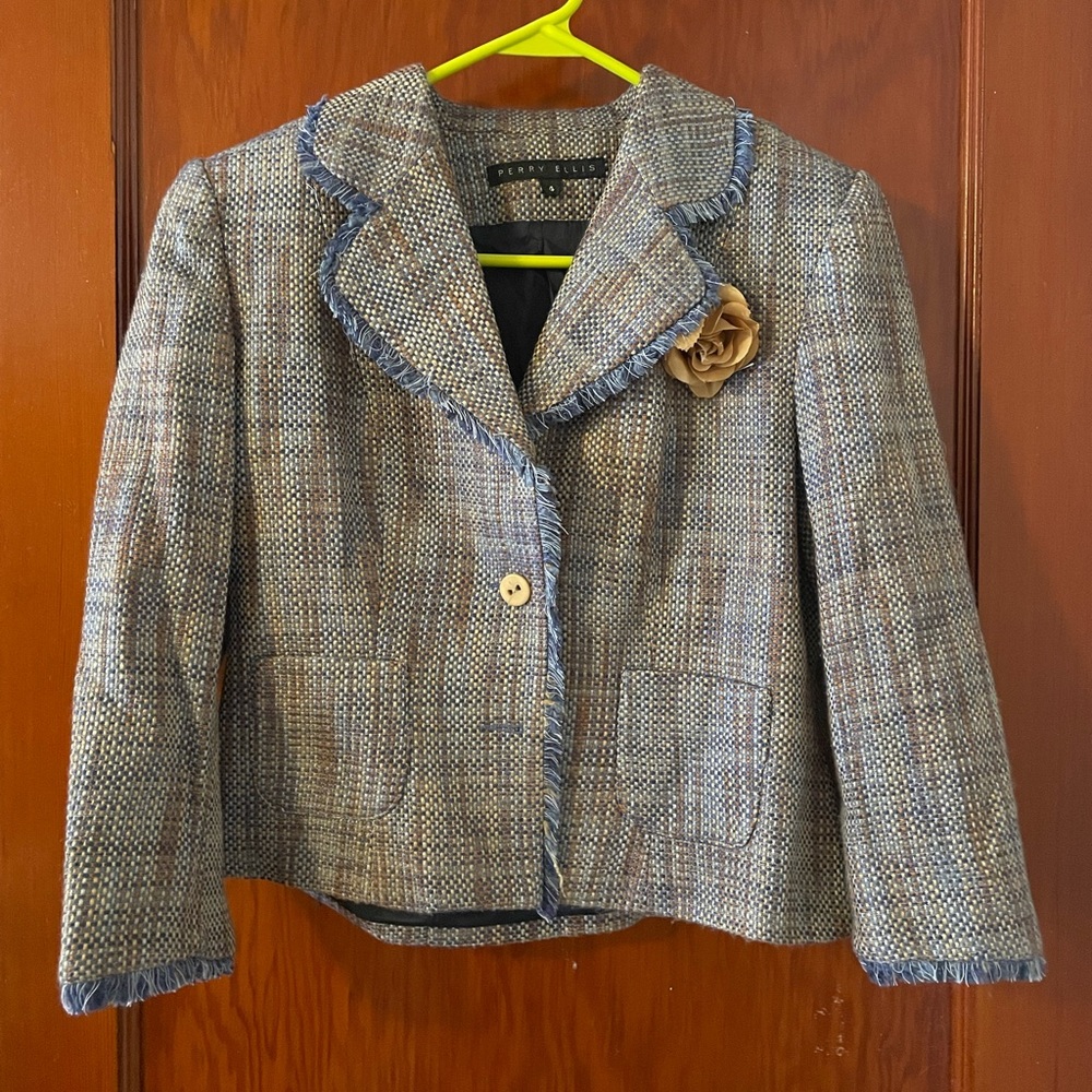 Perry Ellis Jacket with Flower Pin